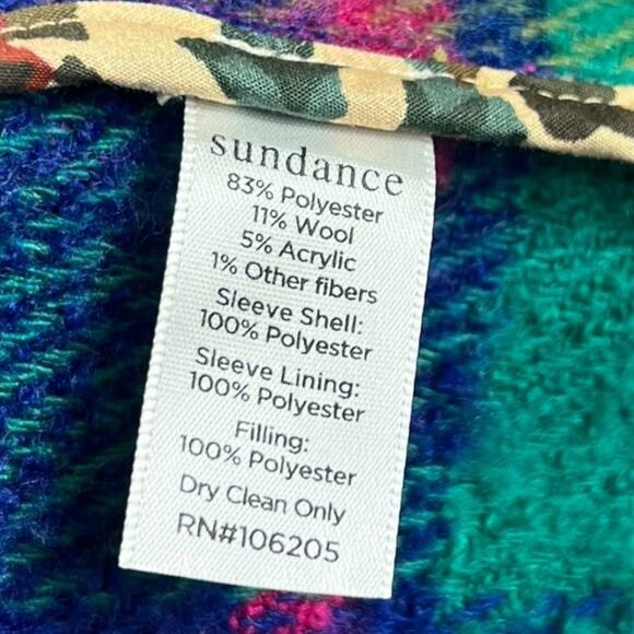 Sundance Hampshire Plaid Wool Blend Quilted Midi Length Long Jacket Size Small - Picture 5 of 6